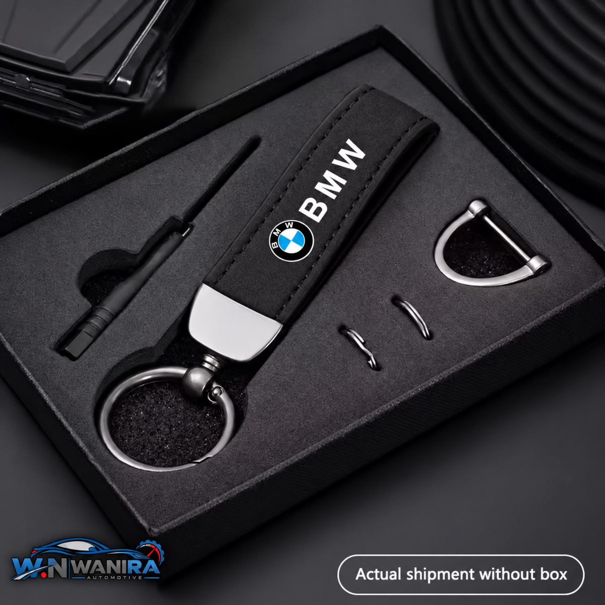 BMW Premium Suede-Style Car Keychain – Black & Blue