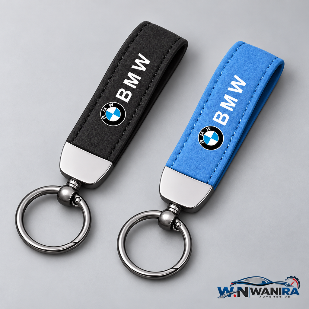 BMW Premium Suede-Style Car Keychain – Black & Blue