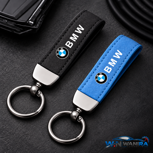 BMW Premium Suede-Style Car Keychain – Black & Blue