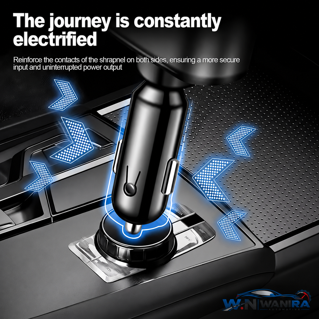 150W 5-in-1 Retractable Car Charger – USB-C & Lightning