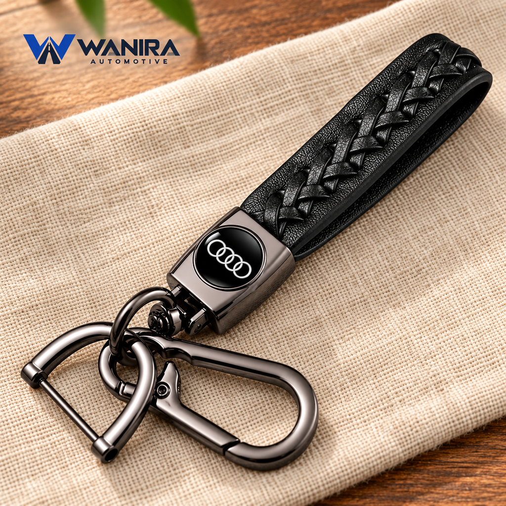 WANIRA black braided car keychain with four-ring emblem, photo 5