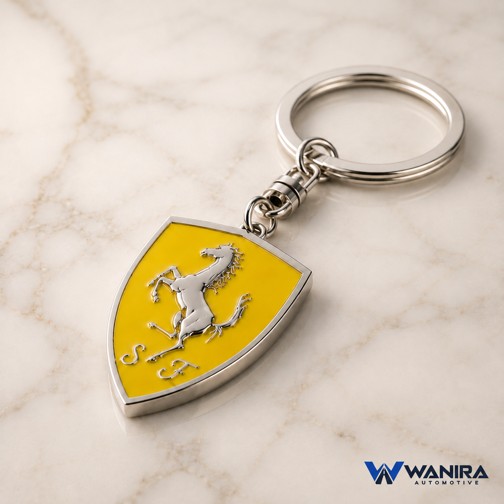 WANIRA branded yellow shield horse keychain hero